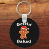 Lustiger Gingerbread-Mann wird gebacken Cookie-Bac Schlüsselanhänger (Vorderseite)