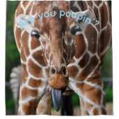 Lustiger Giraffe-Duschvorhang „Kackst du?“ –  Duschvorhang (Vorderseite)