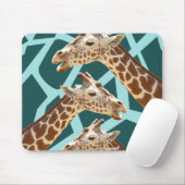 Lustiger Giraffen-Druck-aquamarine blaue wildes Mousepad (Mit Mouse)