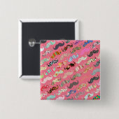 Lustiger Girly bunter rosa Azteke kopiert Button (Vorne & Hinten)