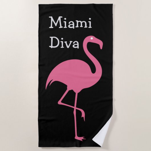 Lustiger Girly Diva-Rosa-Flamingo Strandtuch (Vorderseite)