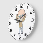 Lustiger Glatzkopf, komischer alter Mann mit Bart Große Wanduhr (Winkel)