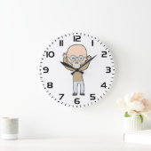 Lustiger Glatzkopf, komischer alter Mann mit Bart Große Wanduhr (Zuhause)