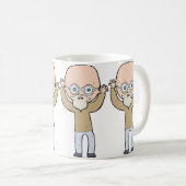 Lustiger Glatzkopf, komischer alter Mann mit Bart Kaffeetasse (VorderseiteRechts)