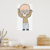 Lustiger Glatzkopf, komischer alter Mann mit Bart Poster (Küche)