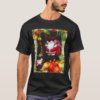 Lustiger Glaube an den Weihnachtsmann Hut Weihnach T-Shirt