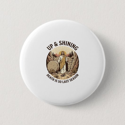 Lustiger Glaube Auferstehungshöhle Vintage-Stich-S Button (Vorderseite)