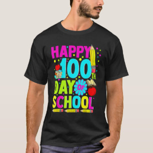 Lustiger Glücklicher 100. Schultag Lehrer Kinder 1 T-Shirt