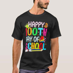 Lustiger Glücklicher 100. Schultag Lehrer Kinder T-Shirt