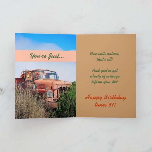 LUSTIGER glücklicher 51. Geburtstag - Vintager Karte (Innenseite)