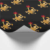 Lustiger glücklicher Brown-Hund mit roter Blume Geschenkpapier (Ecke)