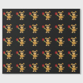 Lustiger glücklicher Brown-Hund mit roter Blume Geschenkpapier (Flach)