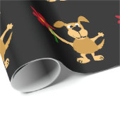 Lustiger glücklicher Brown-Hund mit roter Blume Geschenkpapier (Rolleneckpunkt)
