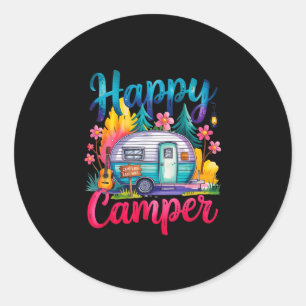 Lustiger glücklicher Camper Camping Bekleidung Anh Runder Aufkleber
