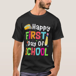 Lustiger glücklicher erster Schultag Lehrer Schüle T-Shirt