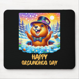 Lustiger glücklicher Groundhog Day 2024 Glückliche Mousepad