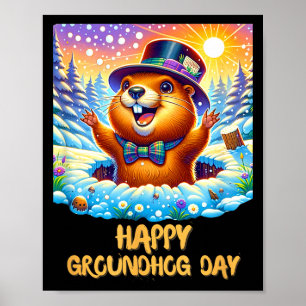 Lustiger glücklicher Groundhog Day 2024 Glückliche Poster