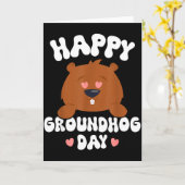Lustiger glücklicher Groundhog Day 2025 _4 Karte (Gelbe Blume)