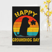 Lustiger glücklicher Groundhog Day 2025 Karte (Gelbe Blume)
