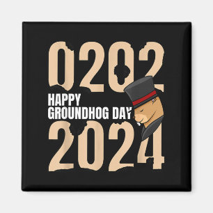 Lustiger glücklicher Groundhog-Tag 2. Februar 2024 Magnet