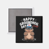 Lustiger glücklicher Groundhog-Tag Magnet (Vorderseite/Rückseite)