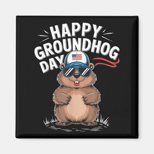 Lustiger glücklicher Groundhog-Tag Magnet (Vorne)