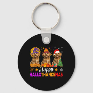 Lustiger glücklicher Hallothanksmas Pudel Hund Hal Schlüsselanhänger