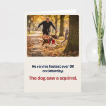 Lustiger Glückwunschkarte zum 5K mit Hund und Eich
