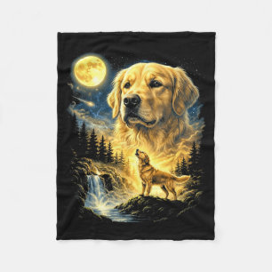 Lustiger Golden Retriever, der zum Mond heult Meme Fleecedecke