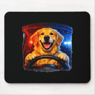 Lustiger Golden Retriever fährt Hund Humor Auto Me Mousepad