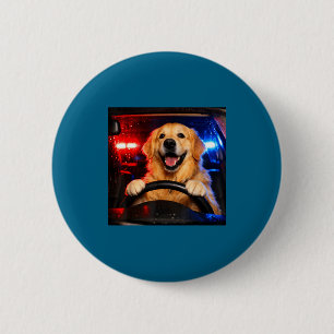 Lustiger Golden Retriever fährt Meme-Hund fährt ei Button