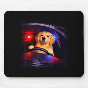 Lustiger Golden Retriever fährt Meme-Hund fährt ei Mousepad