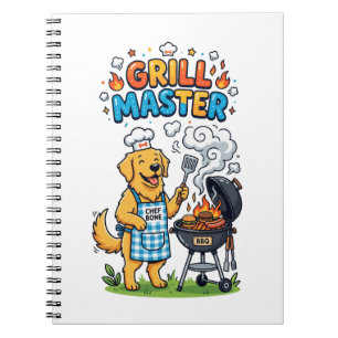 Lustiger Golden Retriever Grill Meister BBQ Grafik Notizblock