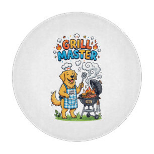 Lustiger Golden Retriever Grill Meister BBQ Grafik Schneidebrett