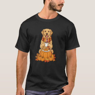Lustiger Golden Retriever Herbst Thanksgiving Frau T-Shirt