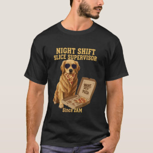 Lustiger Golden Retriever Hund, der Pizza-Aufseher T-Shirt