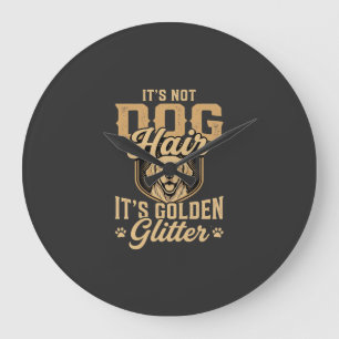 Lustiger Golden Retriever Hund Haar Glitter Große Wanduhr
