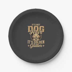 Lustiger Golden Retriever Hund Haar Glitter Pappteller