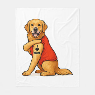 Lustiger Golden Retriever Hund Ich liebe Mama Tatt Fleecedecke