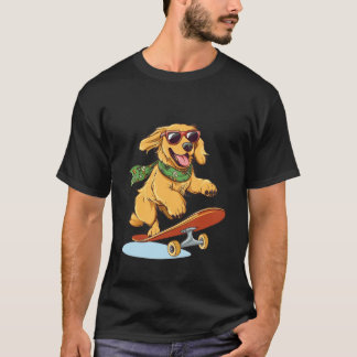 Lustiger Golden Retriever Hund Skateboarder Cool S T-Shirt