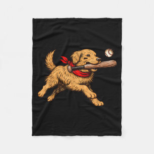 Lustiger Golden Retriever Hund spielt Baseballspie Fleecedecke