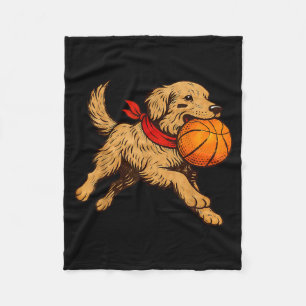 Lustiger Golden Retriever Hund spielt Basketballsp Fleecedecke
