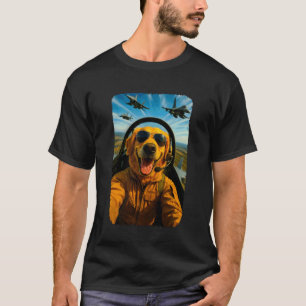 Lustiger Golden Retriever Kampfpilot Hund Selfie T-Shirt