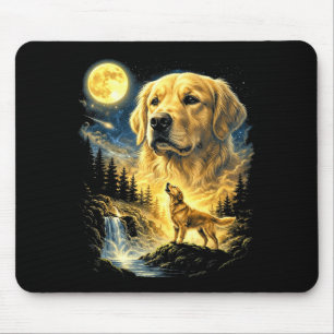 Lustiger Golden-Retriever-Meme, der zum Mond heult Mousepad