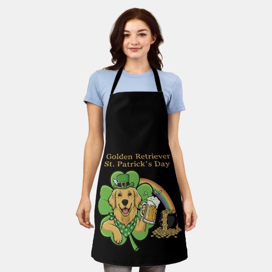 Lustiger Golden Retriever St. Patrick's Day Leprec Schürze (Getragen)