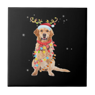 Lustiger Golden Retriever Weihnachtsbaum Santa Ren Fliese