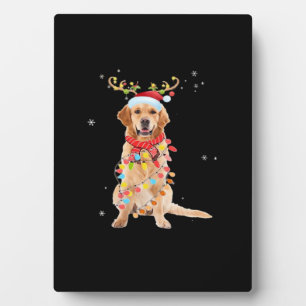 Lustiger Golden Retriever Weihnachtsbaum Santa Ren Fotoplatte