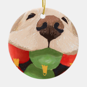 Lustiger Golden Retriever Weihnachtskugeln Mund Keramik Ornament