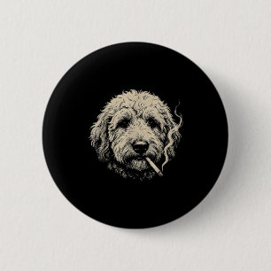 Lustiger Goldendoodle-Meme Hund raucht Zigarette Button