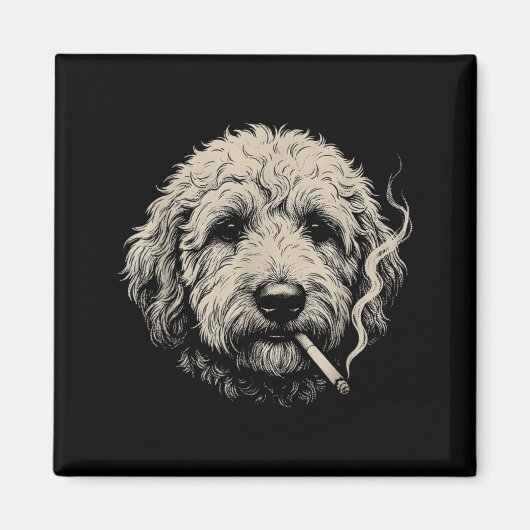 Lustiger Goldendoodle-Meme Hund raucht Zigarette Magnet (Vorne)